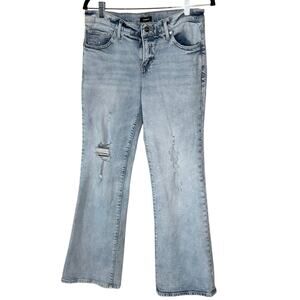 Express Bootcut Jeans Women Medium Light Wash Distressed Size 8